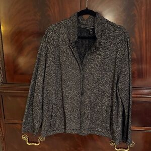 Eileen Fisher Charcoal and Black Tweed Blazer